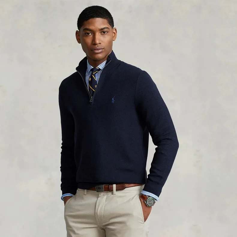 P260 Ralph Lauren half-pull stand-up collar sweater and sweater Color: Black Gray Treasure Size: S-XXL 1:1 same style, model number (RL15745)